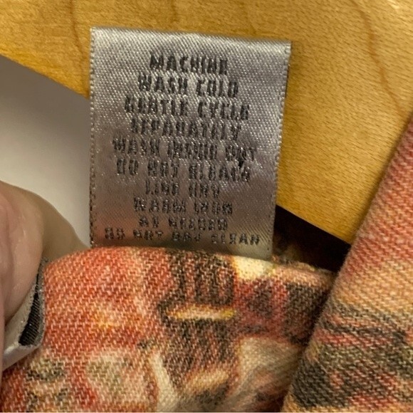 Chico’s Earth Tone European Cityscape Print Cotton Jean Jacket Size 2 - Picture 6 of 10